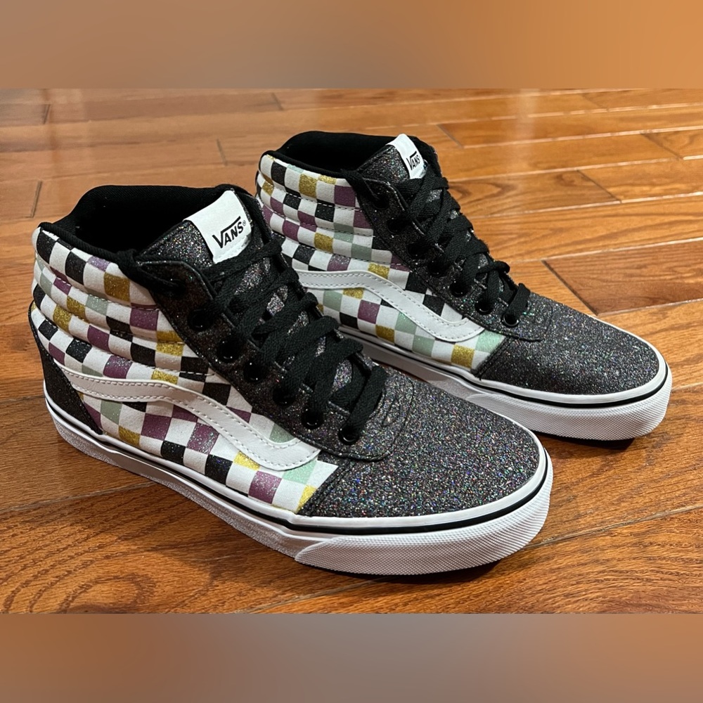 Vans Sparkle Checkerboard Sk8-Hi Women’s Size 9 Sneakers